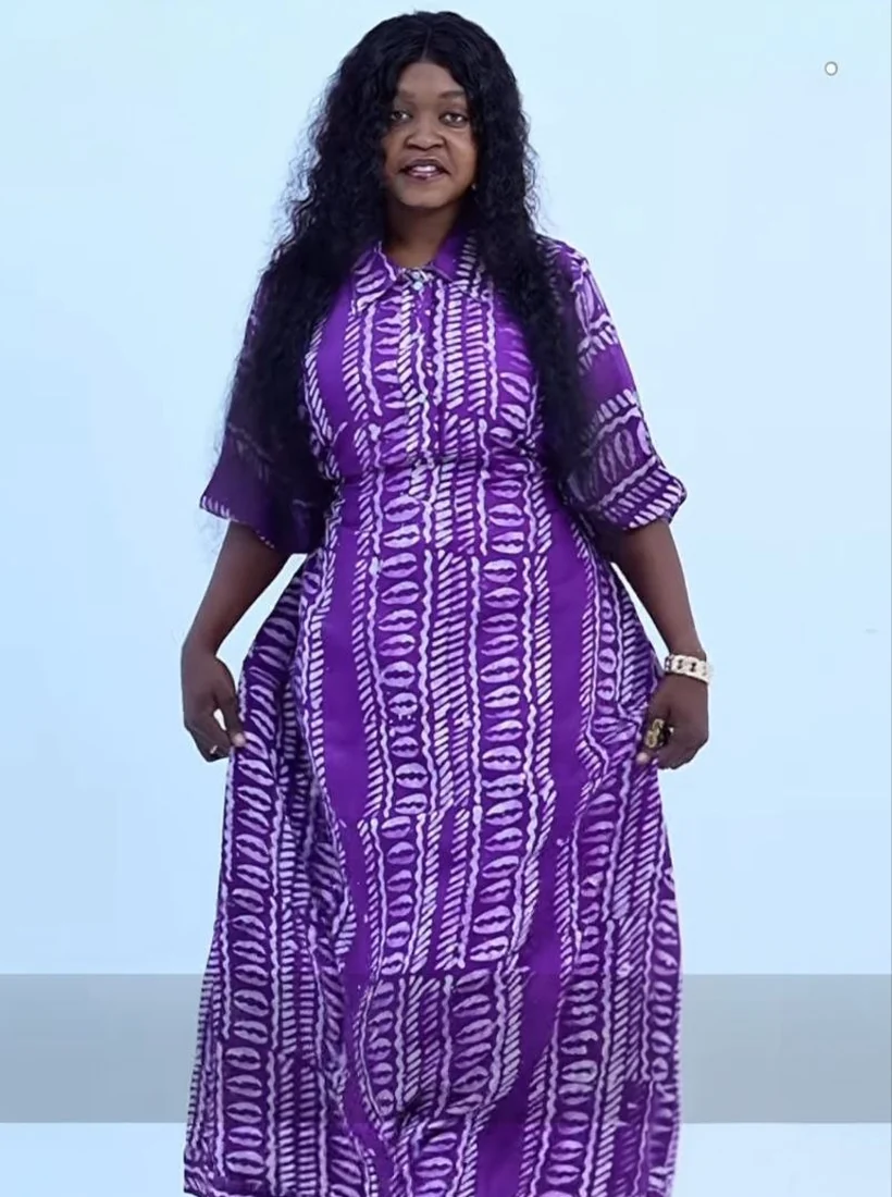 Robe longue, imprimé violet